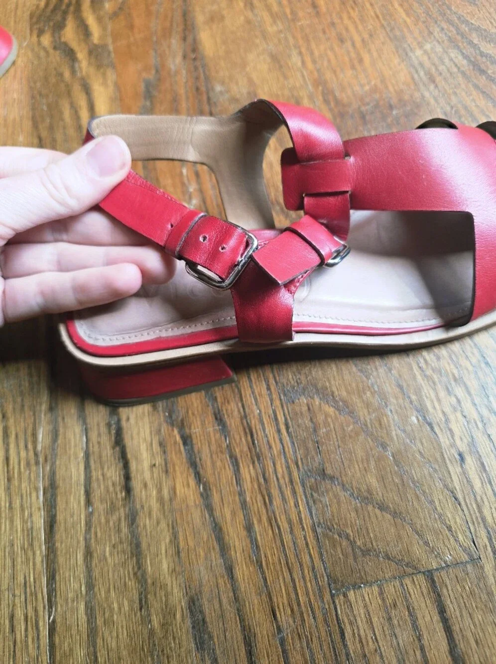 Red Women’s Fisherman Leather Sandals - Comfortable Summer Buckle Sandals